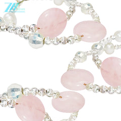 Natural Pearls Natural Rose Quartz Beaded Earrings Simple Style Spring Classic Color Suitable For A Variety Of Occasions