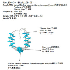 Goddess's Double Layer Natural Turquoise Bracelet For Women Delicate Natural Pearl & Turquoise Beautiful Silver Jewelry