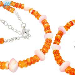 This Stunning Necklace Strings Bright Orange Spiny Oyster With S925 Silver Beads Creating Rich Layers And Easily Lighting Up