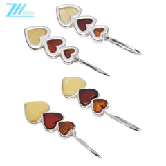 Amber Earring From Europe Natural Baltic Non-optimized Amber Earrings 925 Sterling Silver Inlay Gemstone Jewelry Red Match