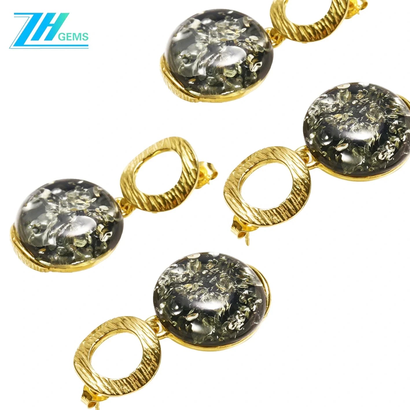 Natural Baltic Amber Without Optimizing Green Flower Earrings Gift For Her Amber Jewellery