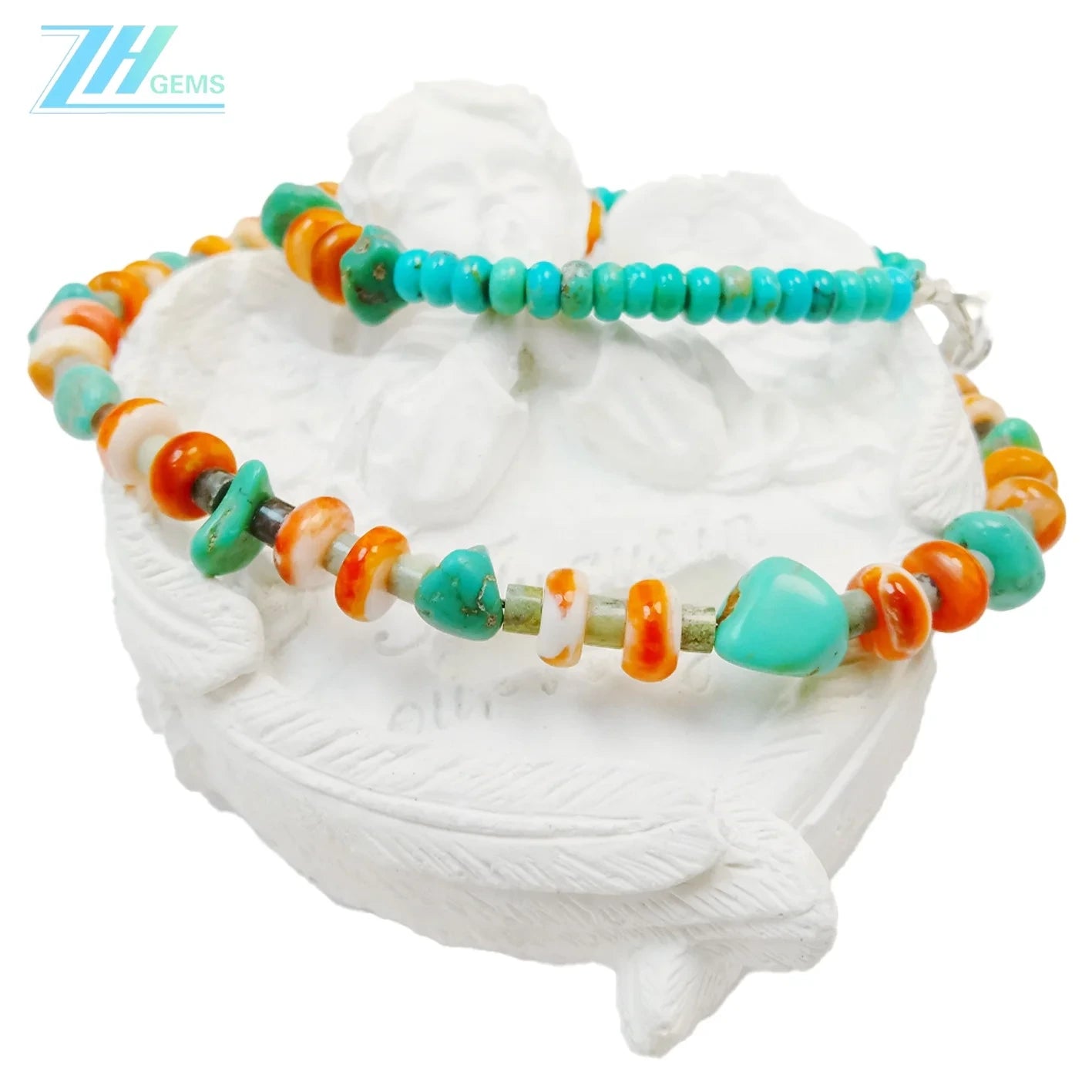 Natural Turquoise Spiny Oyster And Burma Jadeite Heishi Free-shape And Roundle Beads Gemstone For Making Jewelry Holiday Gift