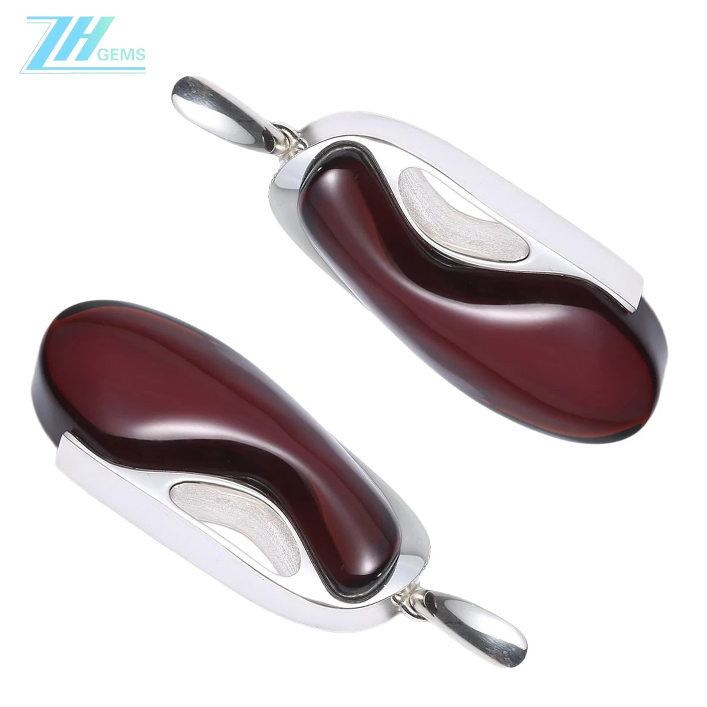 Amber With Red Plated Sterling Silver Fitting Huge Drop Shape Red Pendant Modern Amber Jewellery Set Gift For Women Necklace