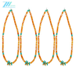 Natural Turquoise Roundle Beads And Spiny Oyster Beads Choker Simple Handmade Jewelry For Making Jewelry Holiday Gift Summer