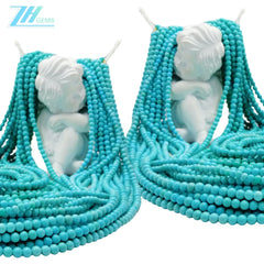 3mm Smooth Round Turquoise Gemstone Beads Genuine Natural Blue Jewelry Stringing Bead