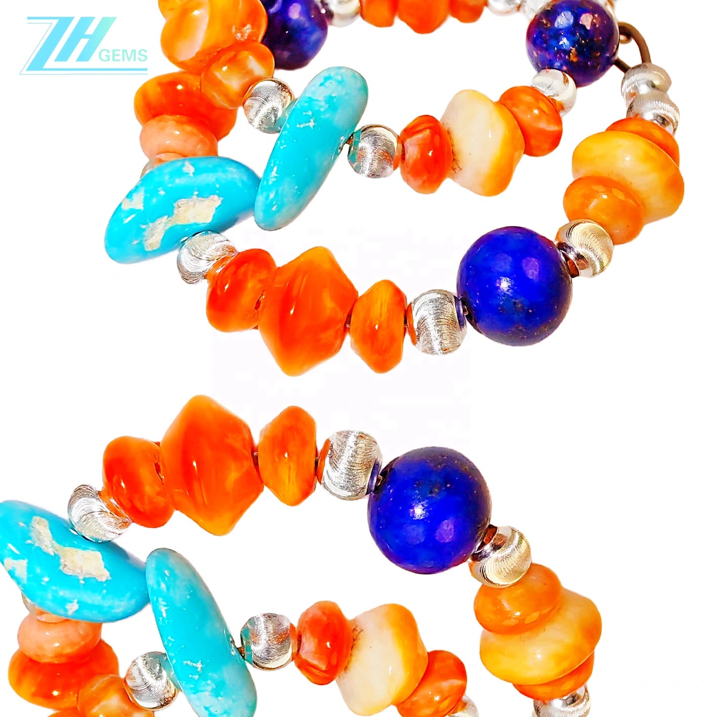 Earrings Are Composed Of Turquoise Lapis Lazuli And Orange Spiny Oyster Paired With Faceted Silver Beads The Delicate