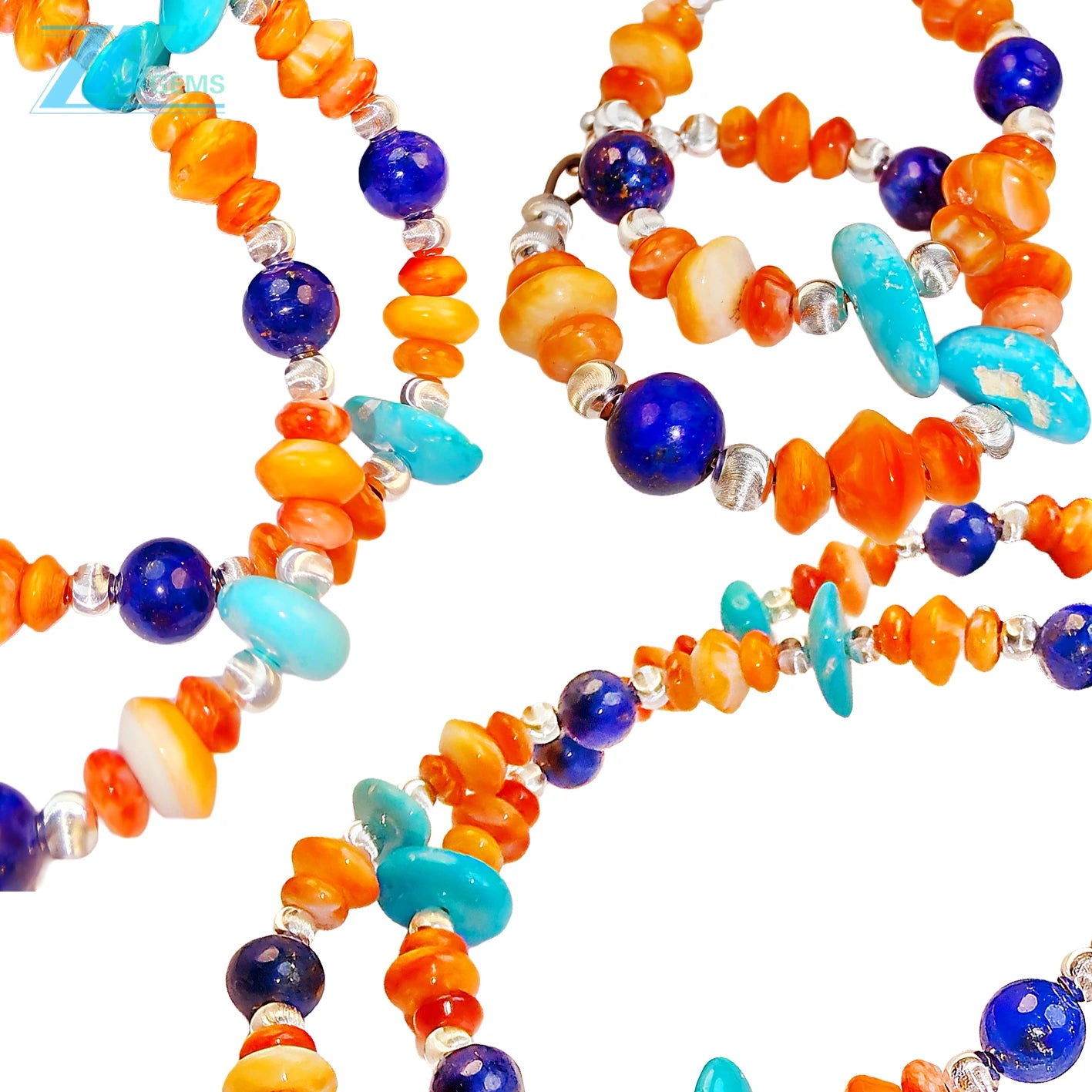 The Set Turquoise Lapis Lazuli Orange Spiny Oyster And S925 Silver Has A Coordinated Double Layer Design It Comprehensively