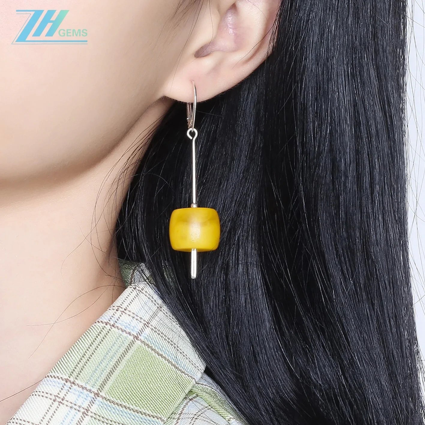 Dainty Baltic Amber Earrings Natural Amber Sterling Silver Gift For Yoga Lover