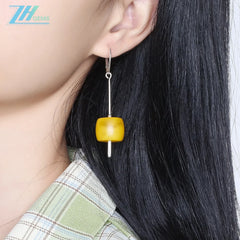 Dainty Baltic Amber Earrings Natural Amber Sterling Silver Gift For Yoga Lover