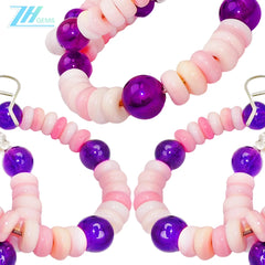 High Quality Amethyst Earring Hoop Earrings With Natural Pink Opal Jewelry The Best Choice For Family And Friends