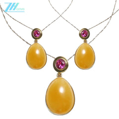 Natural Amber Yellow Colorbaltic Non-optimized Chanterelle Beeswax Pendant Sterling Silver Gold Setting 10.1g As Gift