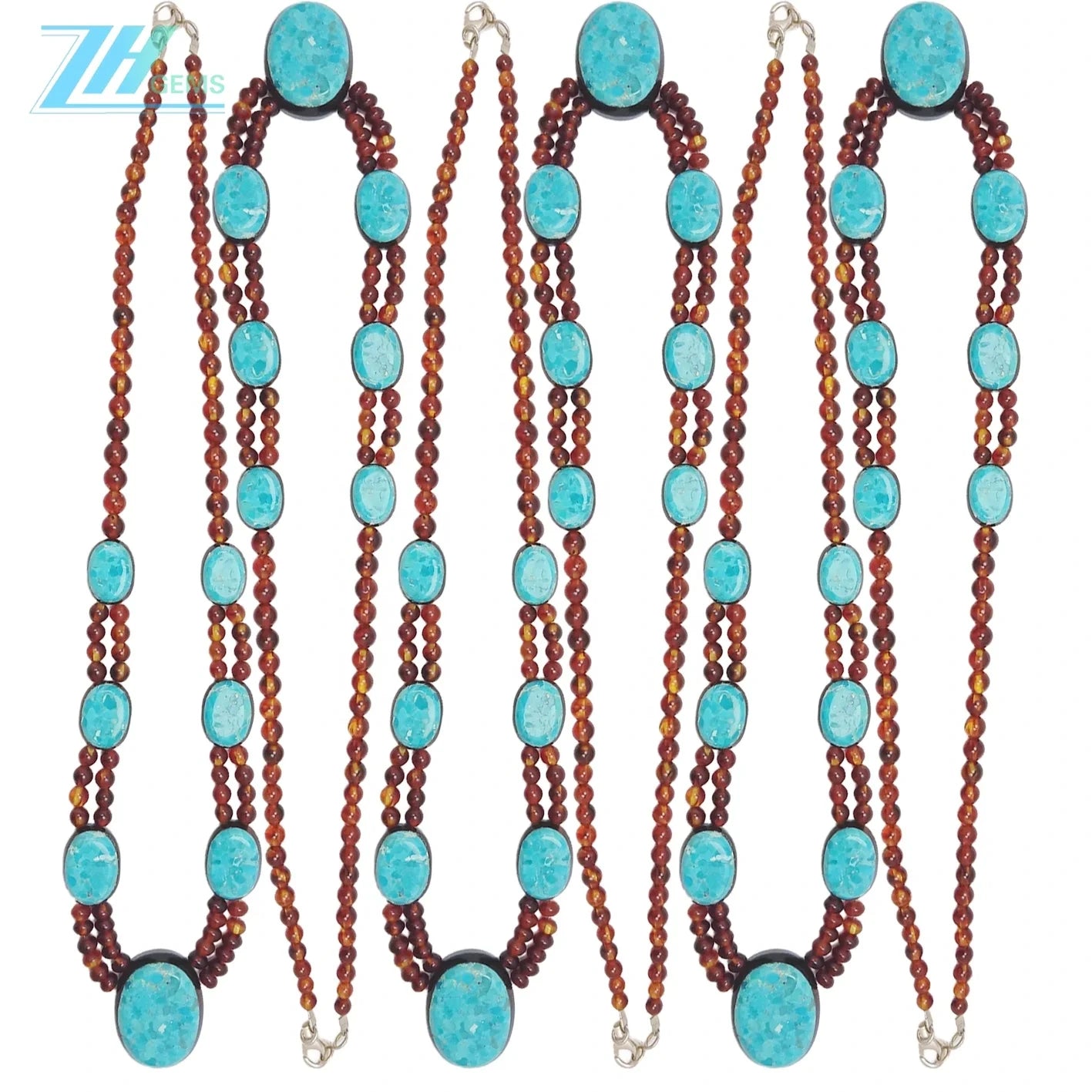 Amber Natural Turquoise 25.7g Color Red Match Blue Combination Jewelry Necklace Delicate Gift As Surprising Choice Summer
