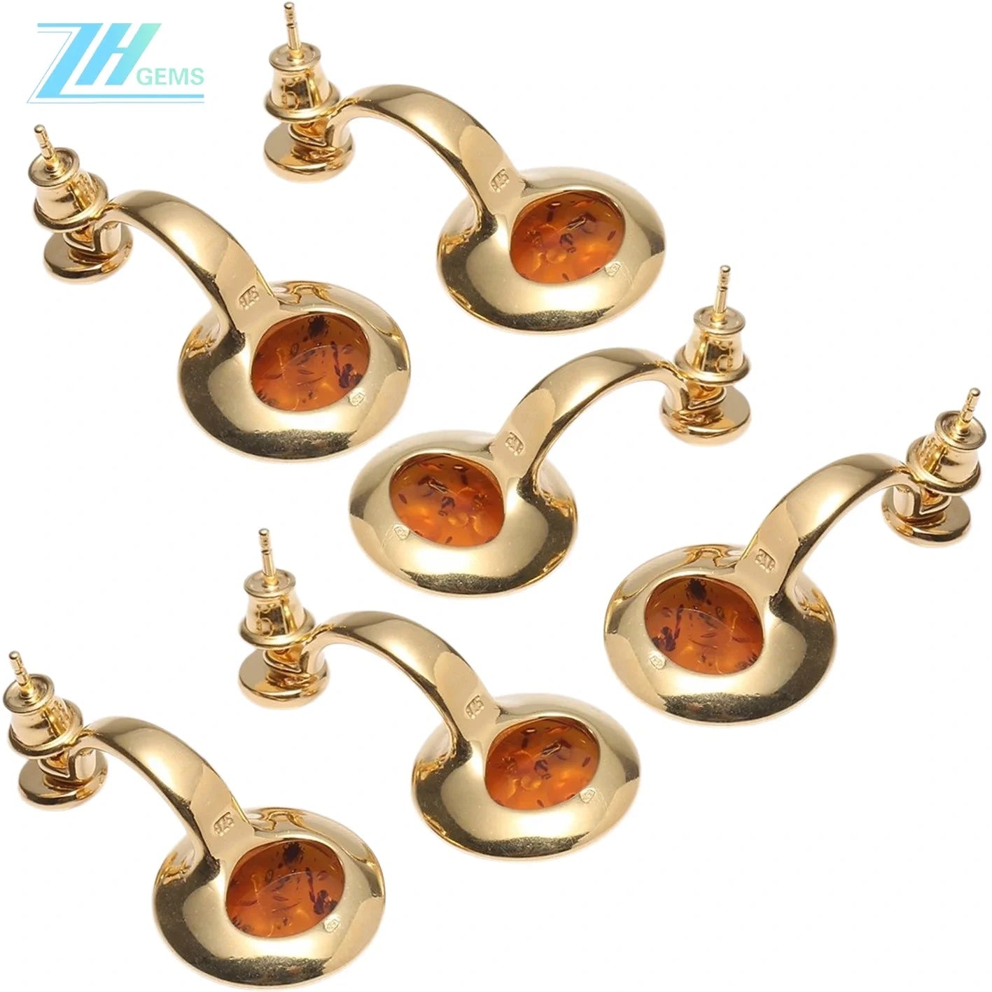 8.8g Natural Amber Beads Gemstone Earring Fashion Design Made Of Natural Amber Jewelry For Gift Elegant Huge Gemstone