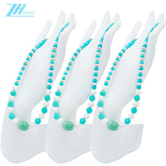 Natural Turquoise Amazonite Tridacna Aventurine Roundle Round Beads Gemstone Combination Jewelry Size 16inch Weight27.6g