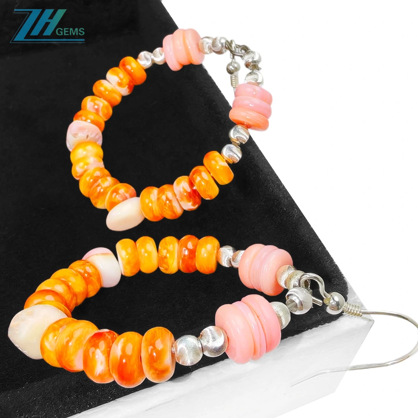 These Unique Earrings Combine Orange Spiny Oyster And S925 Silver Beads Ingeniously Swaying Gracefully