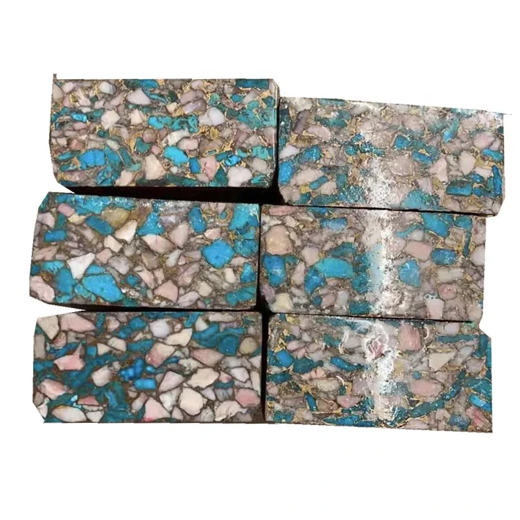 Natural turquoise and opal compressed block1