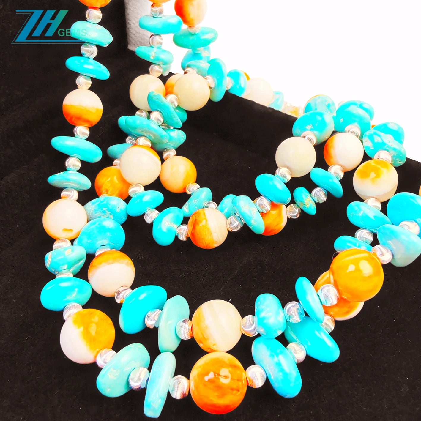 The Set Made Of Sterling Treatment Turquoise Orange Spiny Oyster And S925 Silver Features Double Layer Ingenuity