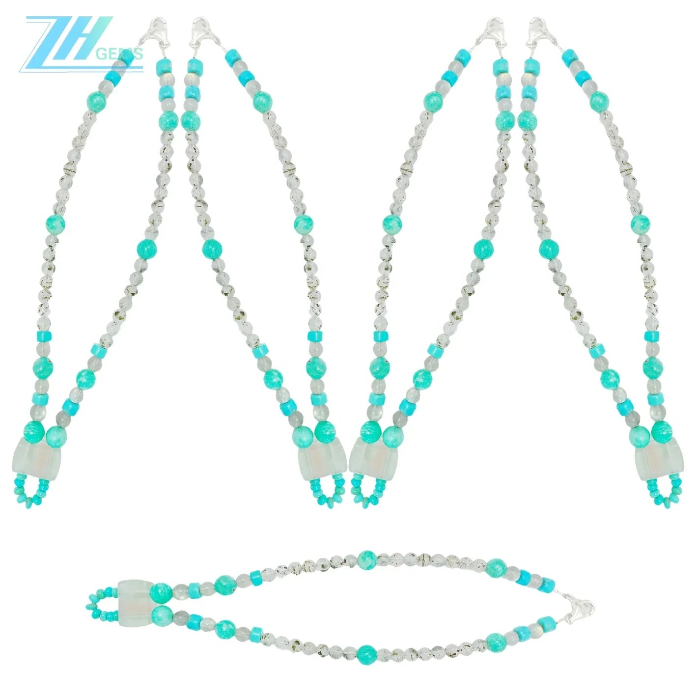 Natural Turquoise Black Rutilated Quartz Labradorite Fluorite Fluorspar And Amazonite Making Necklace Beautiful Surperising