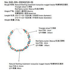 Christmas Winter Natural Red Spiny Oyster Necklace High Quality Turquoise Natural Gemstone Jewelry Fashion Women's Jewelry