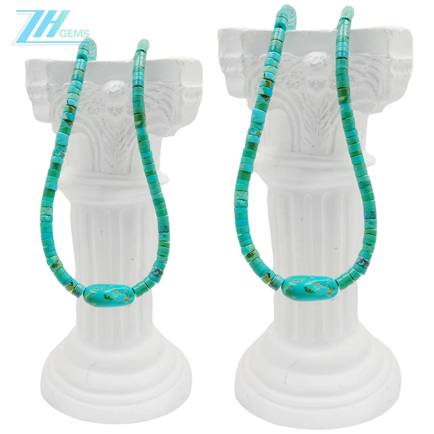 Natural Turquoise With Turquoise Beads Drop Heishi Shape Stress Relief Gift For Her Strength Necklace Round Beads Making