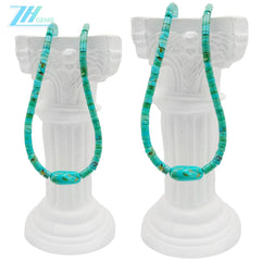 Natural Turquoise With Turquoise Beads Drop Heishi Shape Stress Relief Gift For Her Strength Necklace Round Beads Making