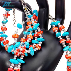 Sterling Treatment Turquoise Red Spiny Oyster And S925 Silver Form A Set With Double Layer Ingenuity It Fully Exudes