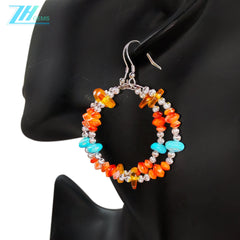 Natural Orange Spiny Oyster Amber And Natural Turquoise Form Gemstone Earrings They Are Small And Delicate Adding A Touch