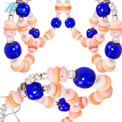 Pink Opal Natural Bead String Earrings With Natural High-quality Lapis Lazuli In The Global Hot Sale Modern And Simple Style