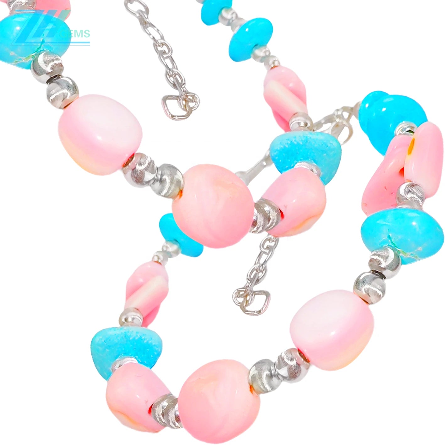 Natural Sterling Treatment Turquoise And Pink Opal Bracelet Full Of Unique Style Providing A Comfortable Wearing Experience