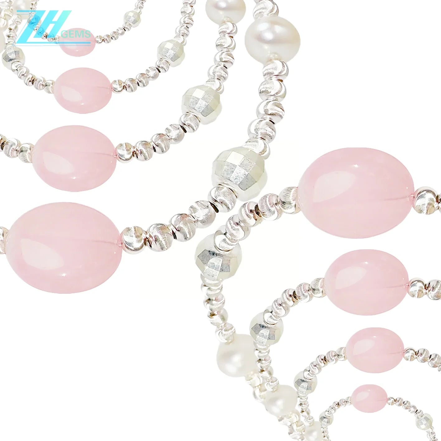 High Quality Natural Rose Quartz Natural Freshwater Pearl C925 Silver Pink White Classic Color Bracelet The Best Gift