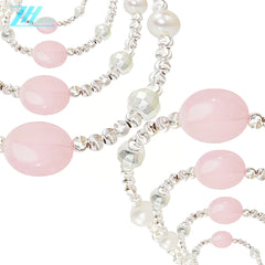 High Quality Natural Rose Quartz Natural Freshwater Pearl C925 Silver Pink White Classic Color Bracelet The Best Gift