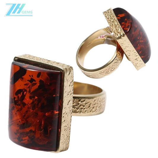 Red Amber Ring Ruby Baltic Amber Adjustable Size Resizeable Statement Jewelry Gift For Her Summer Choice Idea Unisex