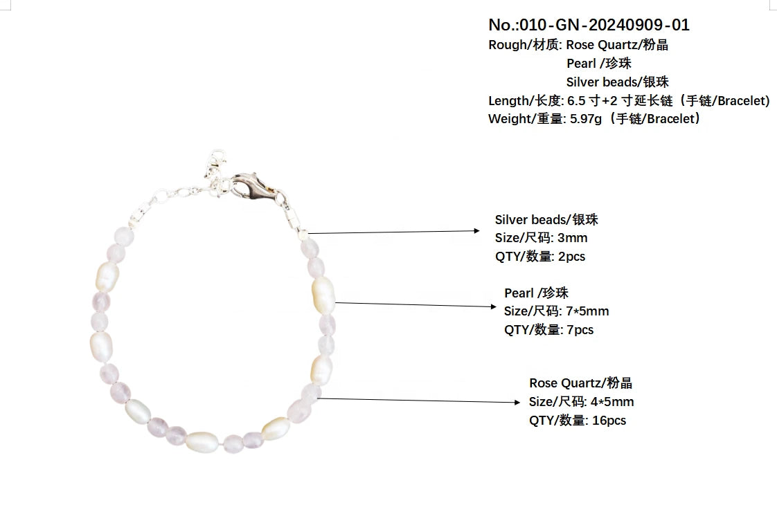 Rose Quartz Pearljewelry Making Handmade Bracelet Holiday Gift Simple Pearl Bracelet