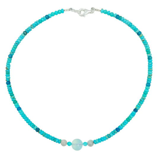Natural Turquoise Amazonite Labradorite And Apatite Colorful Necklace 16inch 13.4gram High Quality Loose Beads Making Necklace