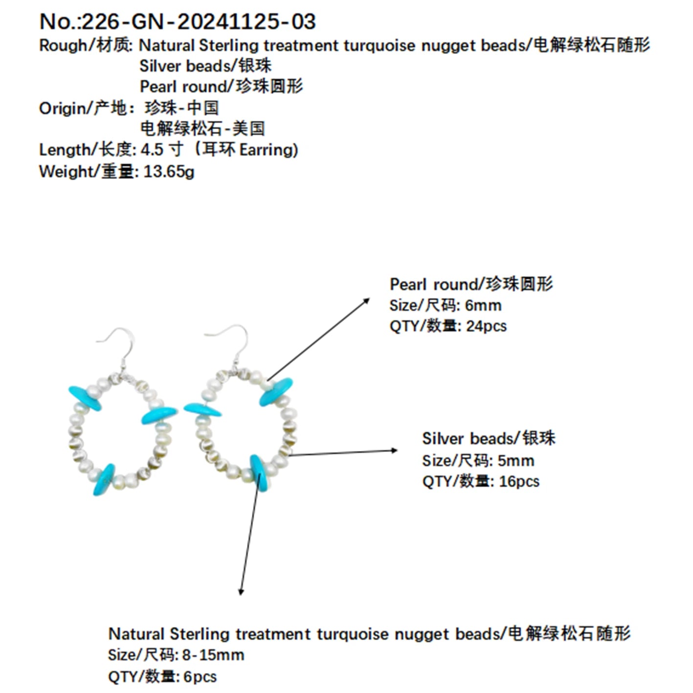 Natural Pearl And Turquoise Premium Earrings With Delicate S925 Silver Jewelry Original Earring Design Handmade