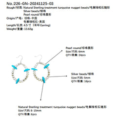 Natural Pearl And Turquoise Premium Earrings With Delicate S925 Silver Jewelry Original Earring Design Handmade