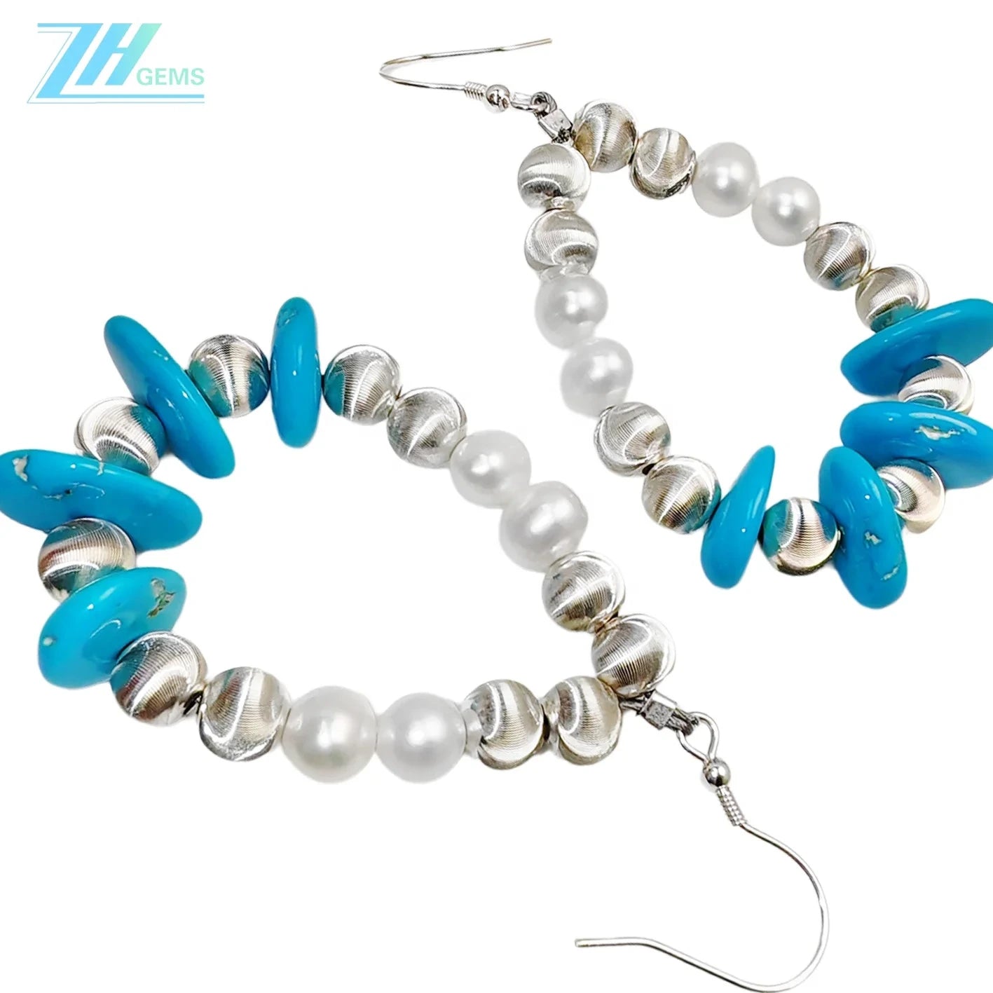 Winter Earrings Turquoise Holiday Gift S925 Silver And Natural Pearl Turquoise Beautiful Goddess Jewelry Natural Earrings