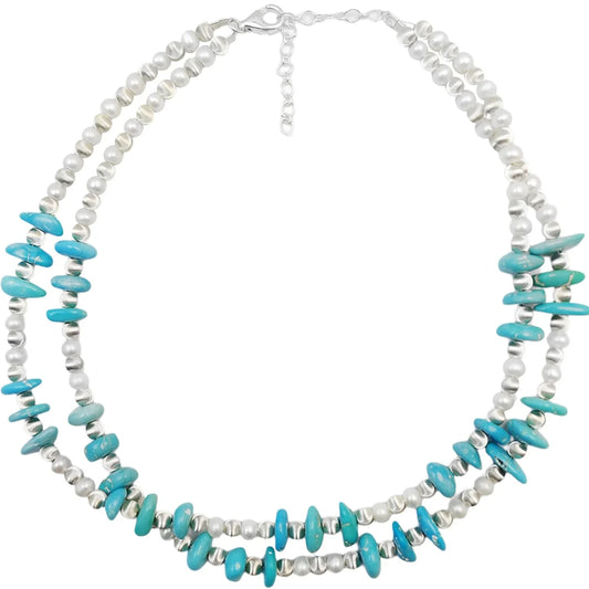 Turquoise Handmade Necklace Exquisite Natural Pearl Necklace Suitable For Multiple Occasions Turquoise Beaded Necklace
