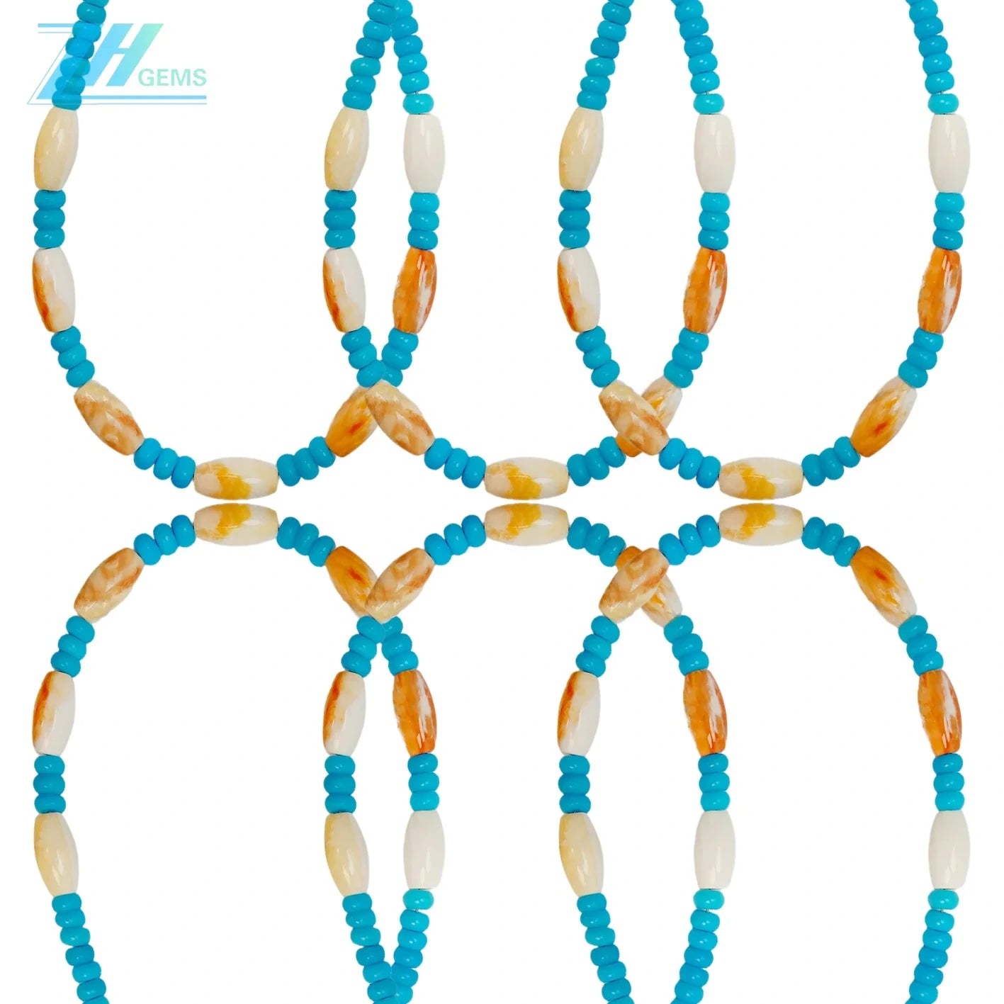 28.1g Natural Turquoise Spiny Oyster Healing Necklace Natural Stone Seed Beads Choker Necklace Gift