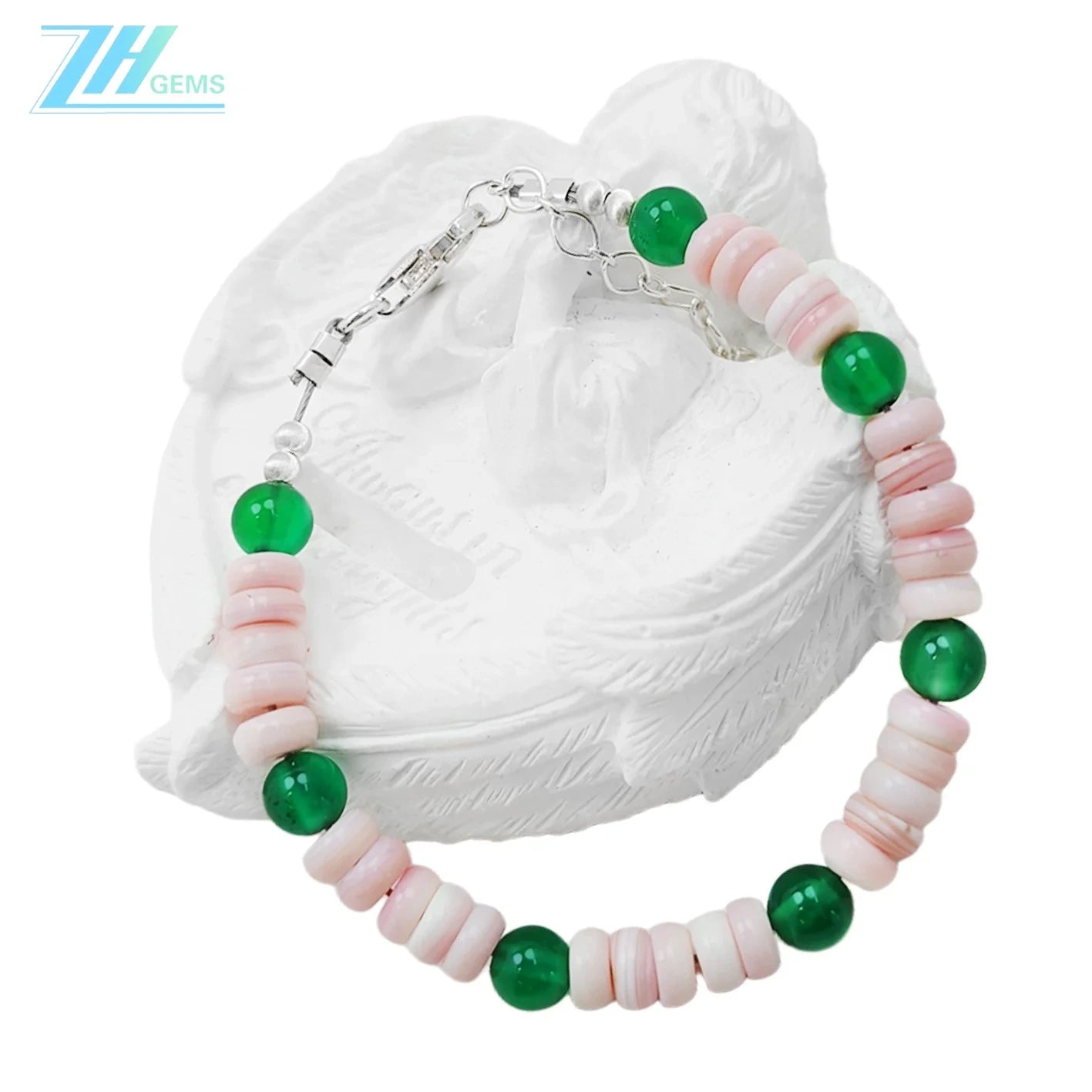 Natural Chrysoprase Fashion Jewelry Pink Opal And S925 Silver Delicate Bracelet Healing Women's Jewelry