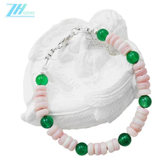 Natural Chrysoprase Fashion Jewelry Pink Opal And S925 Silver Delicate Bracelet Healing Women's Jewelry