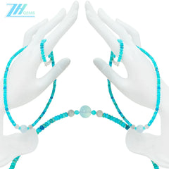 Natural Turquoise Amazonite Labradorite And Apatite Colorful Necklace 16inch 13.4gram High Quality Loose Beads Making Necklace