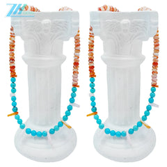 16inch 26.5g Natural Turquoise And Orange Spiny Oyster Color Orange With Blue Necklace Diy Jewelry Making And Beadwork Design