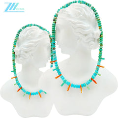 Natural Turquoise And Orange Spiny Oyster Roundle Beads Size 16inch Weight Green Match Orange As Gift For Girlfriend Making