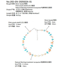 Natural Sterling Treatment Turquoise Necklace With Pink Opal Exuding Charm Paired With A Dazzling S925 Silver Unique Design