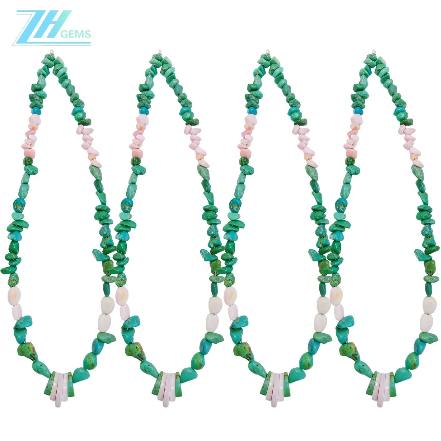 Natural Turquoise And Pink Opal With Free-shape Size 16inch Green And Pink Color Handmade Gift Color Jewelry Making