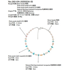 New Chinese Style Necklace Natural Turquoise And Pink Opal Full Of Oriental Charm Beauty And Classical Design Showing Elegant