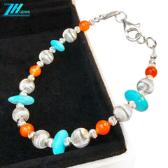 This S925 Silver Bracelet Is Paired With Colorful Crystals And Natural Sterling Treatment Turquoise The Rich Color Collision
