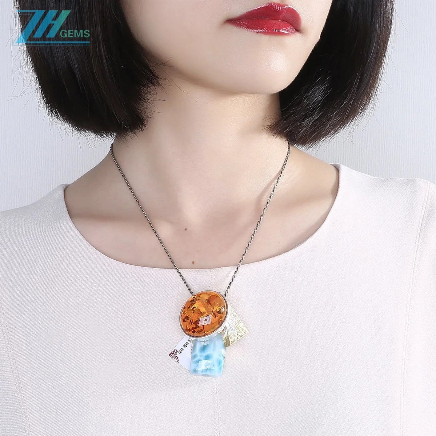 Amber Gemstone Pendant Handmade Gift For Her Baltic Amber Pendant Jewelry Set High Quality Gemstone Huge Drop Combination Red