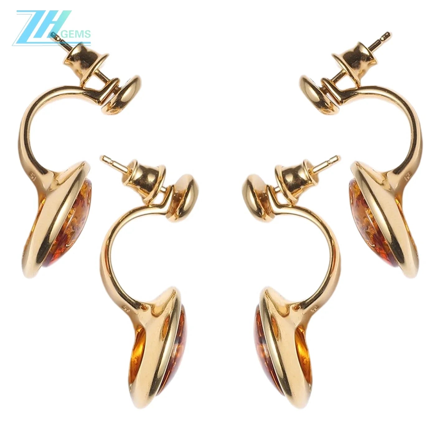 8.8g Natural Amber Beads Gemstone Earring Fashion Design Made Of Natural Amber Jewelry For Gift Elegant Huge Gemstone
